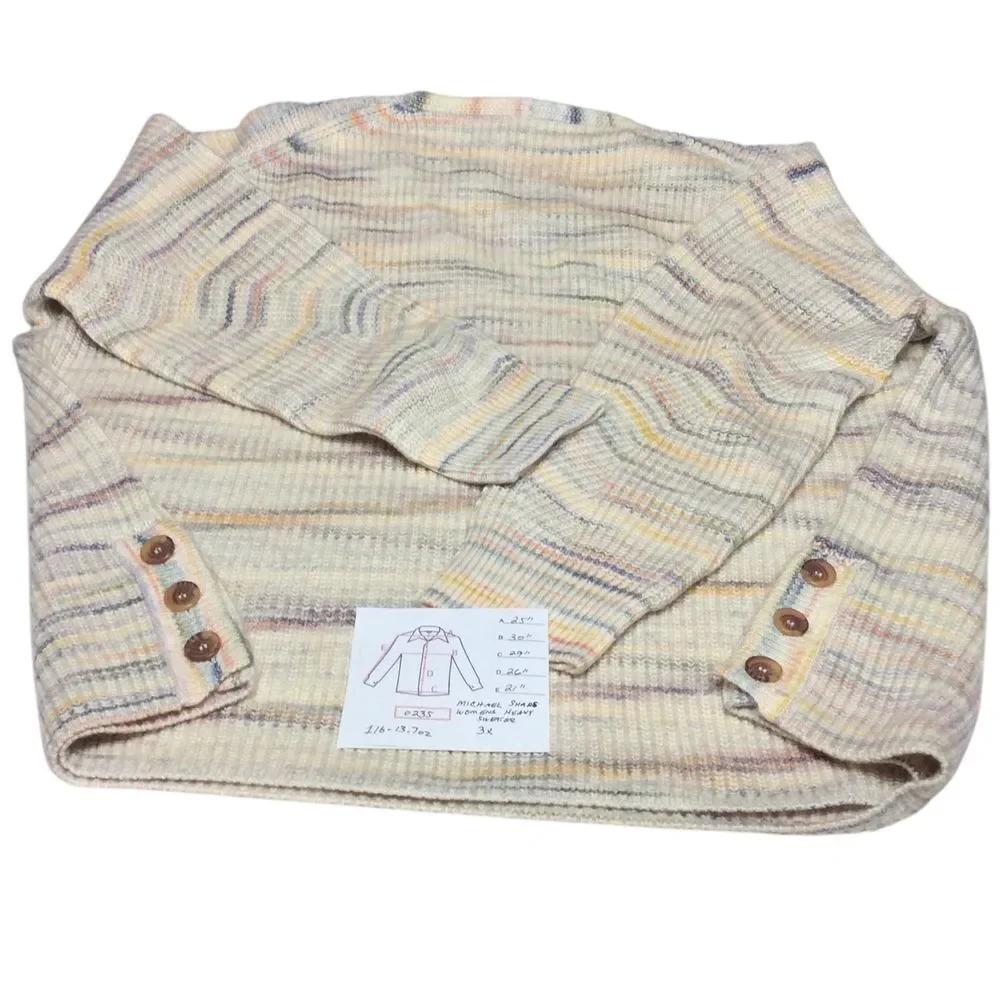 Michael Stars‎ Pullover Sweater Tunic Cream Striped Knit Long Sleeve Cozy 3X